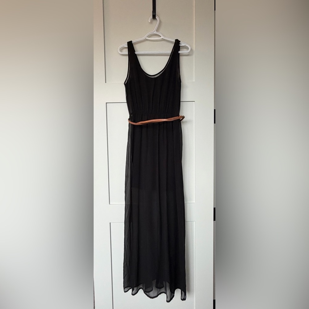 Black Mesh Maxi Dress with Slip